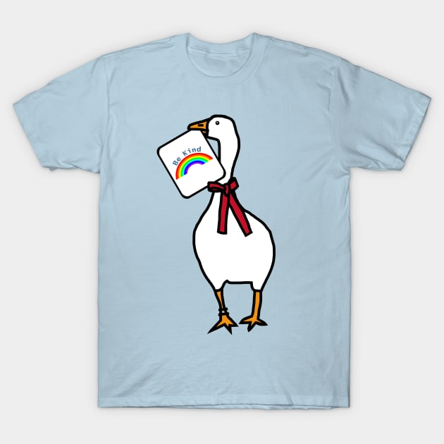 Gamer Goose Says Be Kind with Rainbow T-Shirt by ellenhenryart